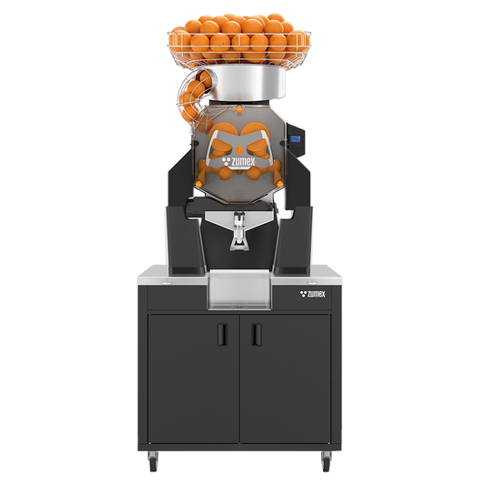 Zumex 08827 Speed S +plus All-in-One Automatic Feed Juicer — 40 Fruits/Minute, Self Service, with Wide Black Podium