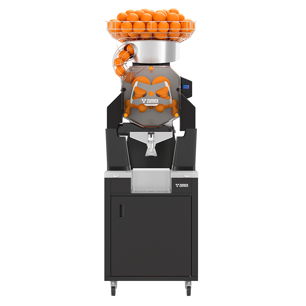Zumex 09962 Speed S +plus All-in-One Automatic Feed Juicer — 40 Fruits / Minute, Self Service, with Slim Black Podium