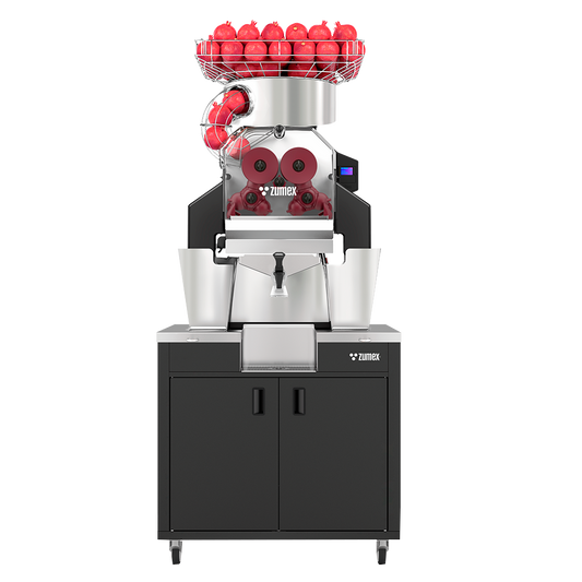 Zumex 10007 Speed Pomegranates All-in-One Automatic Feed Juicer — 30 Fruits/Minute, with Wide Black Podium
