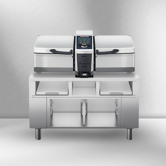 Rational iVario Pro 2-S Electric Tilt Skillet — 2 S-Size Pan, 13 Gallon, 208/240V, with Height Adjustable Stand