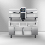 Thumbnail 1 for Rational iVario Pro 2-XS Electric Tilt Skillet — 2 XS-Size Pan, 9 Gallon, 208/240V, with Height Adjustable Stand