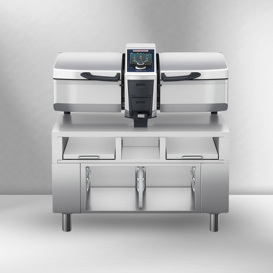 Rational iVario Pro 2-XS Electric Tilt Skillet — 2 XS-Size Pan, 9 Gallon, 208/240V, with Height Adjustable Stand