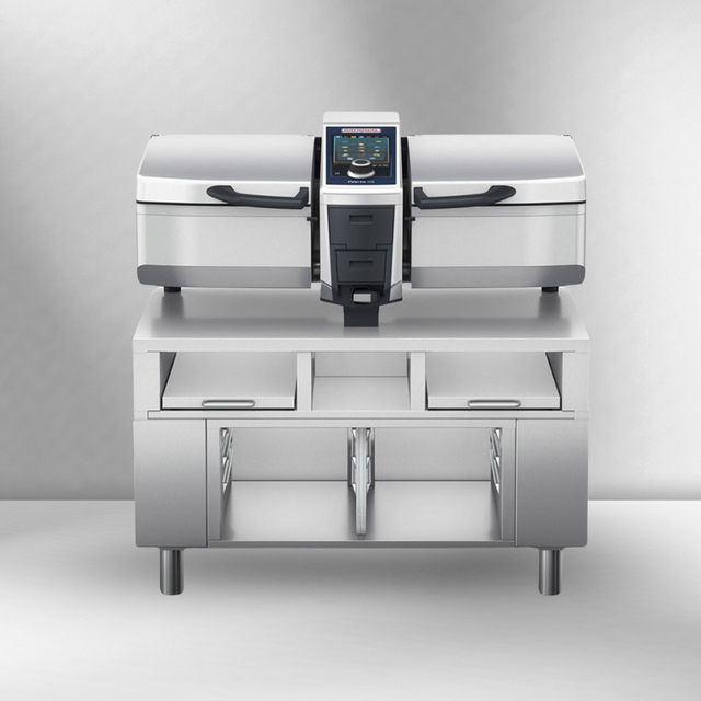 Rational iVario Pro 2-XS Electric Tilt Skillet — 2 XS-Size Pan, 9 Gallon, 208/240V, with Height Adjustable Stand