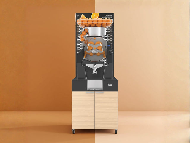 Zumex Speed S+Plus Self Service Orange Juicer Machine with Oak Podium 11814 — 40 Fruits/Minute