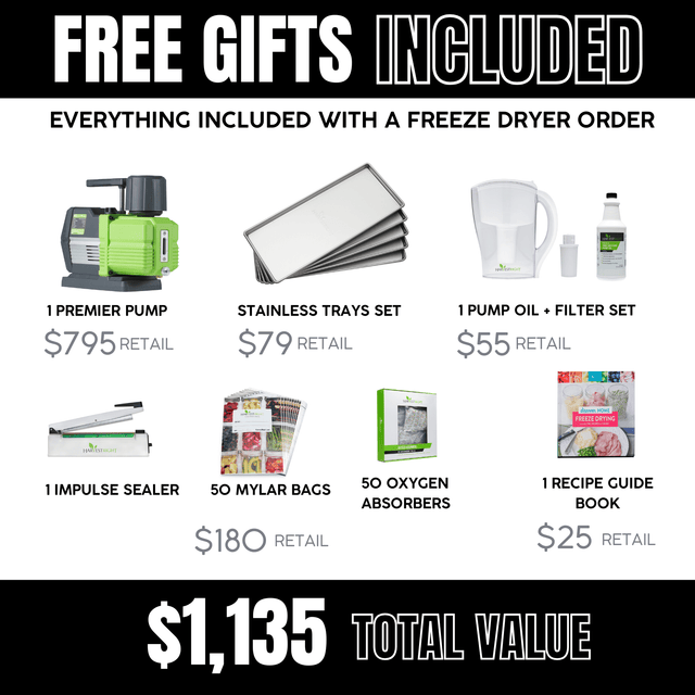 Harvest Right 5-Tray Medium Black Home Pro Freeze Dryer with Mylar Starter Kit & Premier Pump