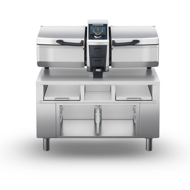 Rational iVario Pro 2-XS Electric Tilt Skillet — 2 XS-Size Pan, 9 Gallon, 208/240V, with Height Adjustable Stand